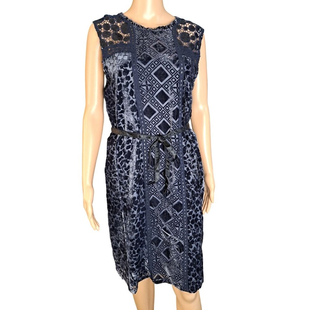 Lucky Brand Sleeveless Velvet Dress Lace New Size Small Purple Cocktail Burnout